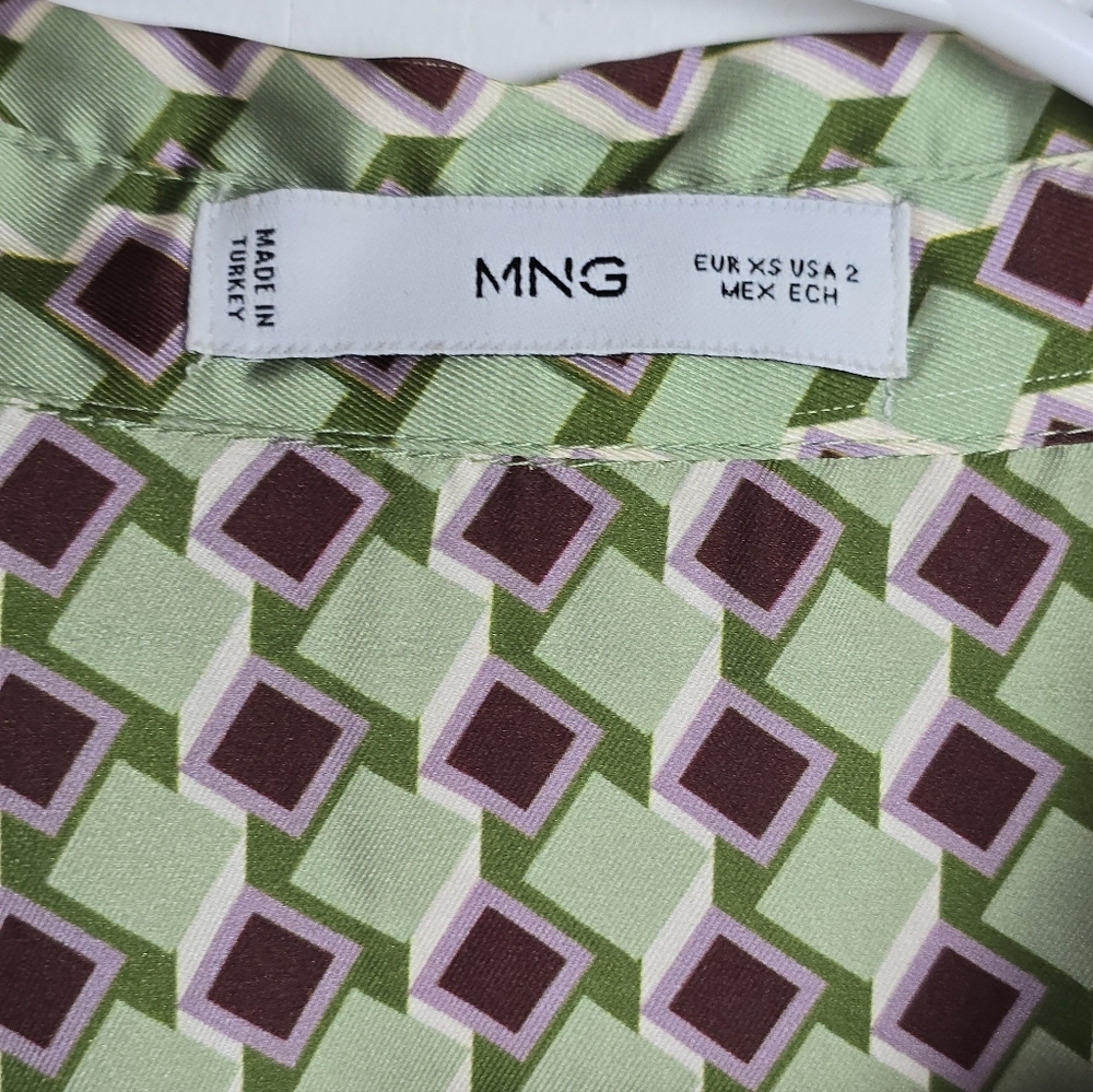 MNG Green and Purple Mini Shirt Dress XS - Picture 3 of 11